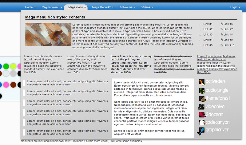 Sticky Mega Menu Bar
