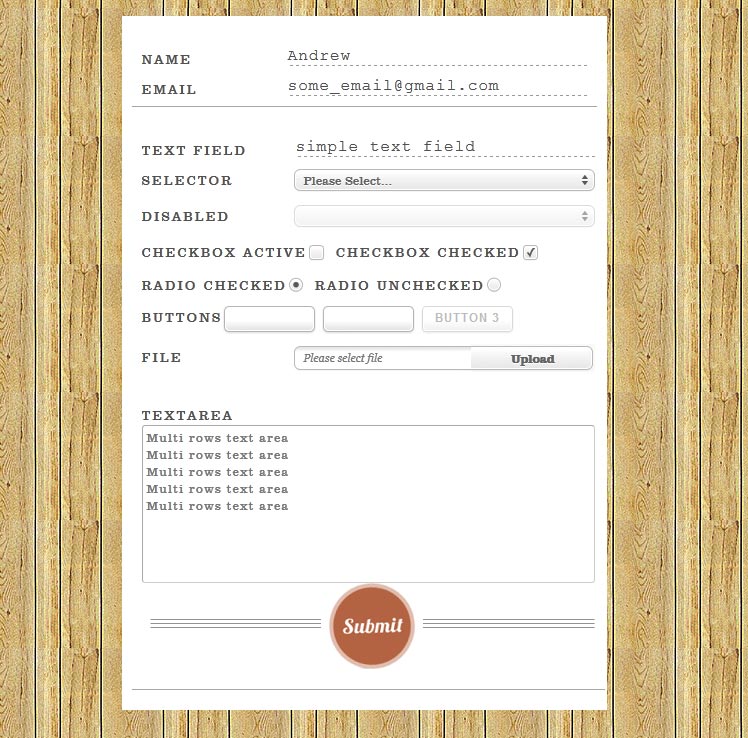 CSS3 Form Design - Vintage