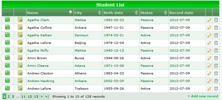 jTable