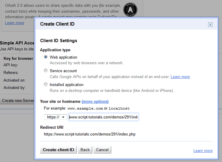 Google Contacts API - step 2