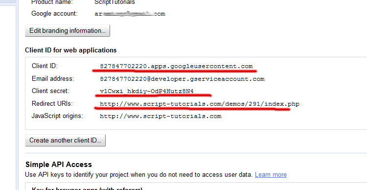 Google Contacts API - step 3