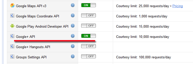 Google+ API - step 1