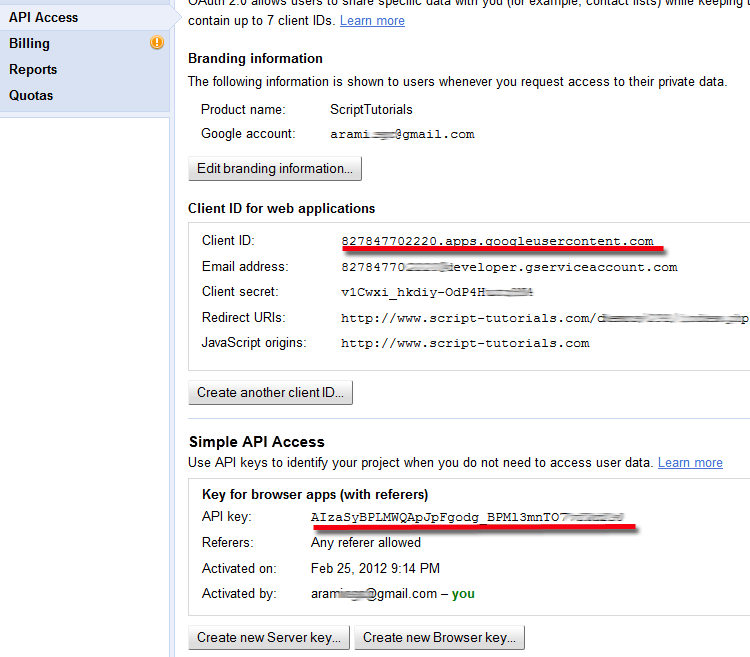 Google+ API - step 2