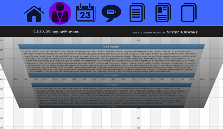 CSS3 3D top shift menu