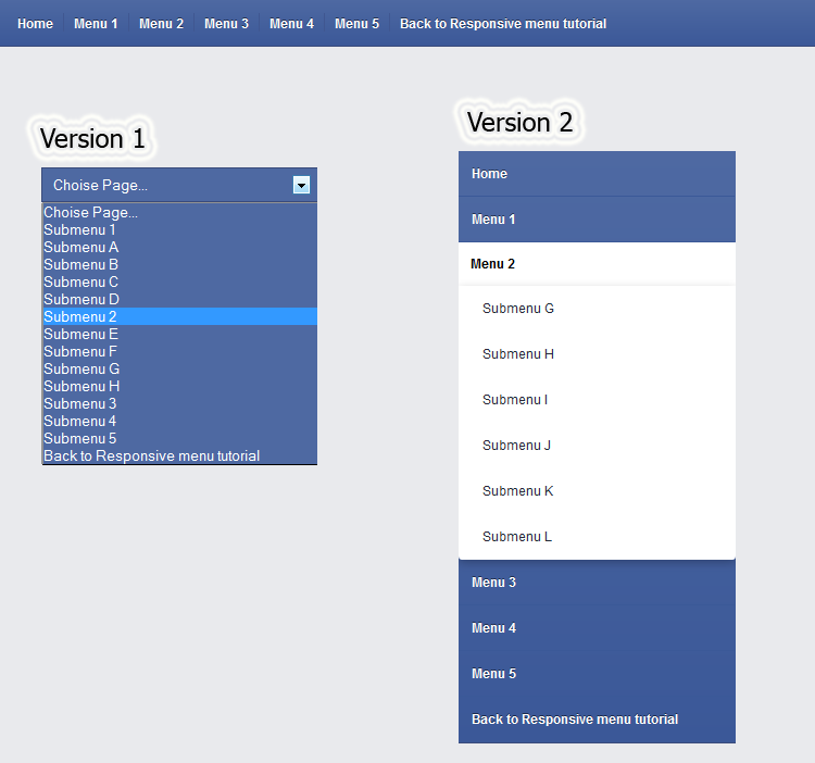 Facebook like menu (responsive)