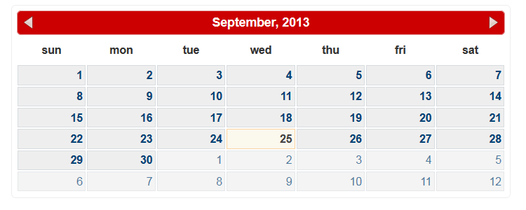 PHP AJAX Calendar