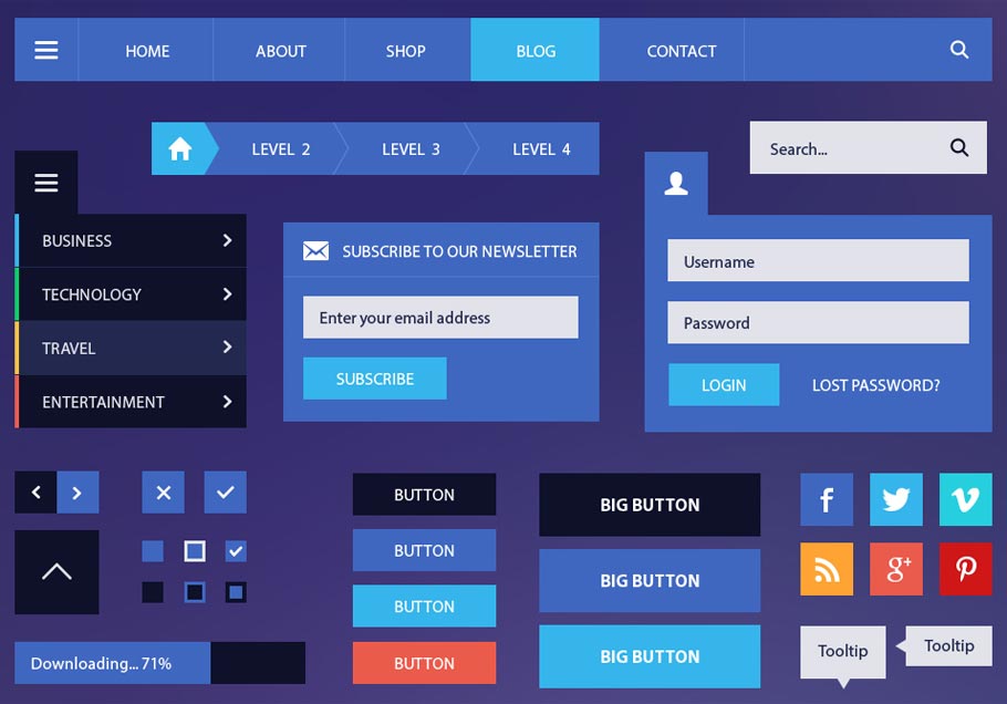 Blog/Magazine Flat UI Kit