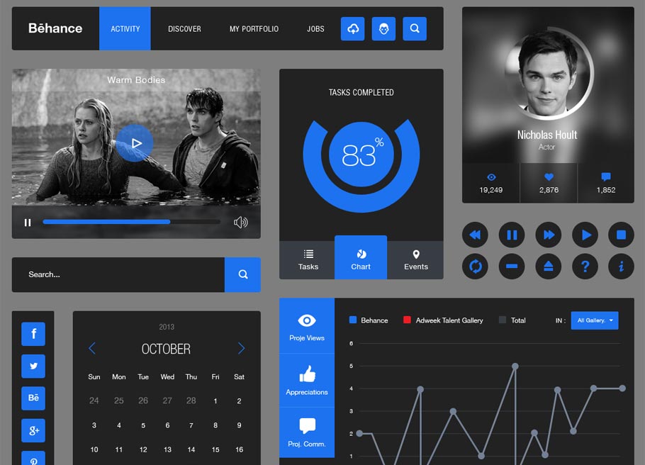 Behance Style Flat Ui Kit