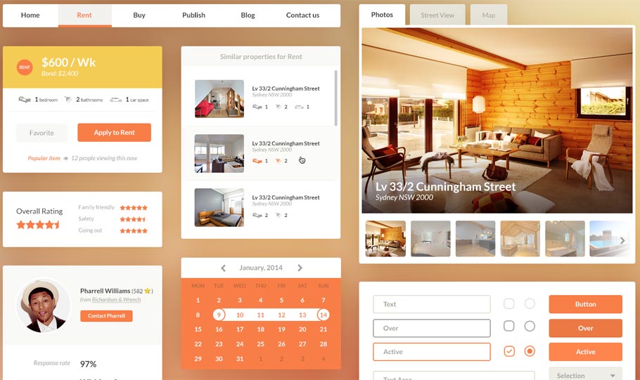 Free UI Kit PSD - Real Estate/Booking