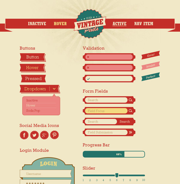 Vintage Pixels User Interface Kit