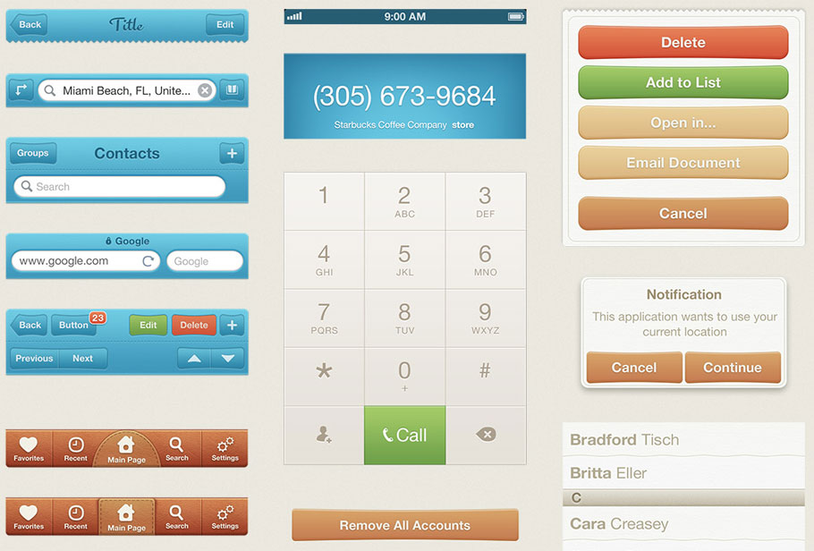 Vintage iOS UI Kit