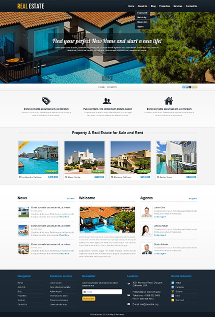 White Real Estate WordPress Theme