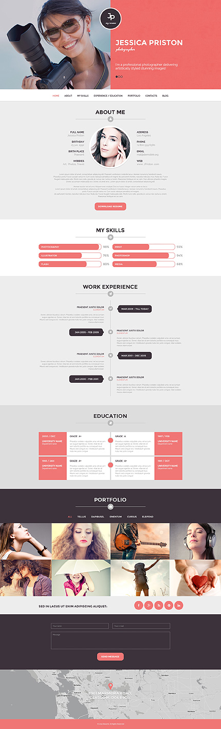 Photographer CV WordPress Theme