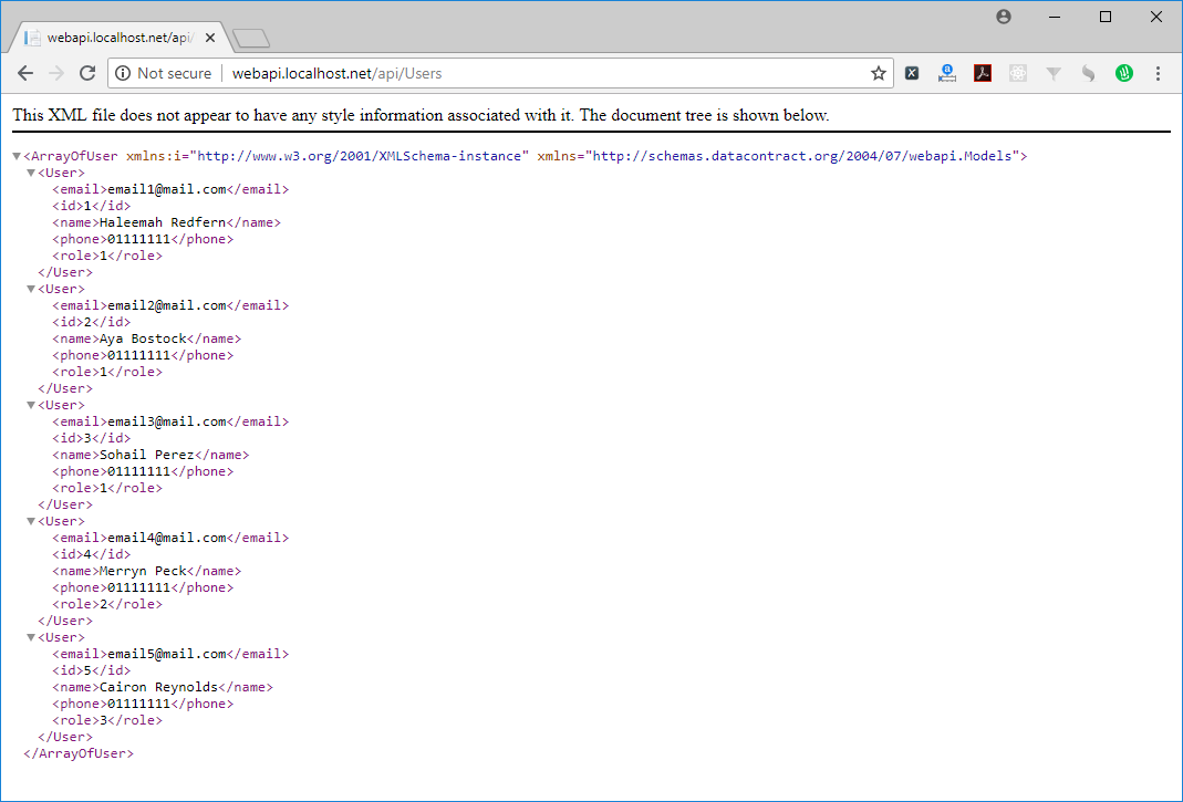 api/users result