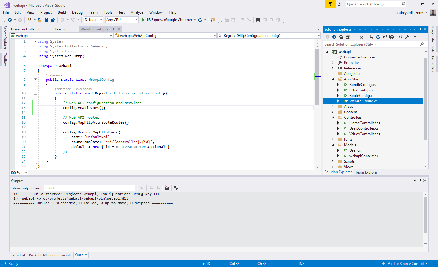 Enable WebApi.Cors