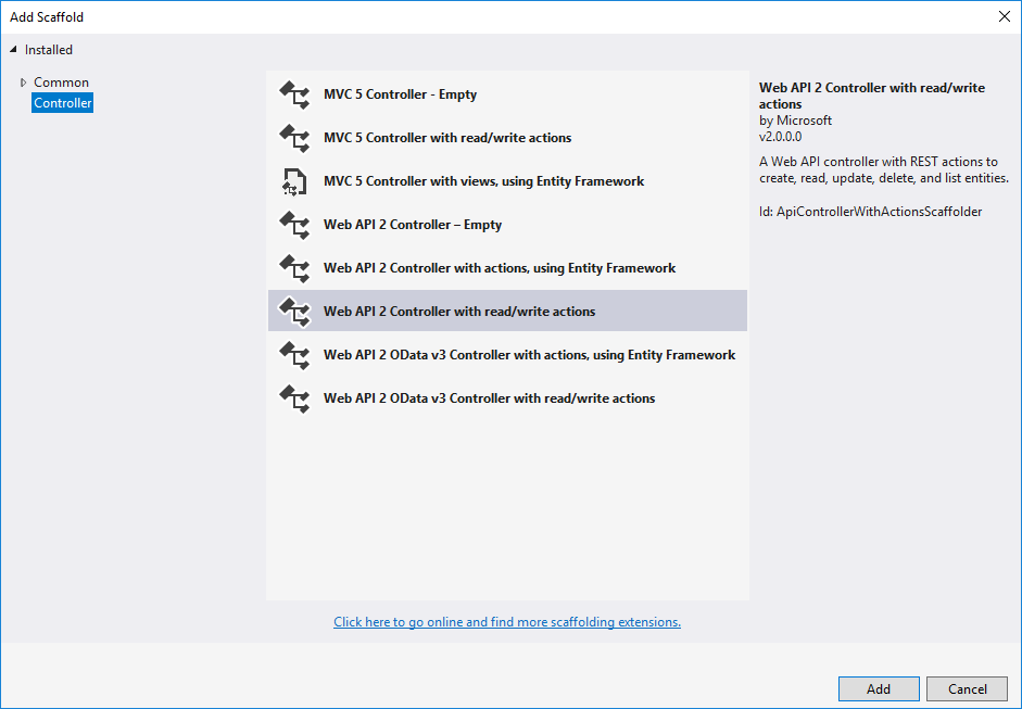 Web API 2 Controller with read/write actions