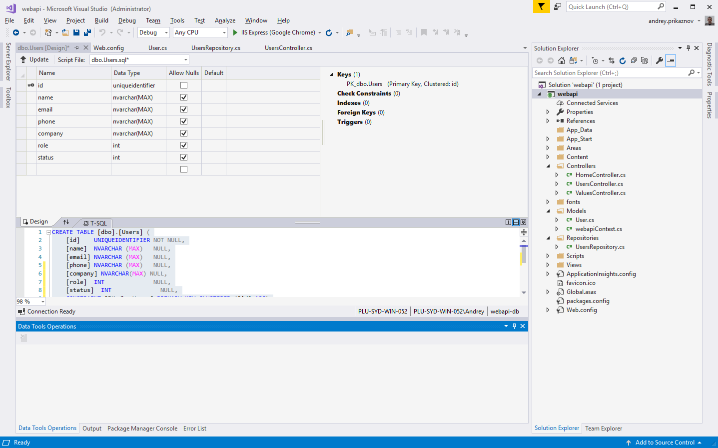 update database - step 1